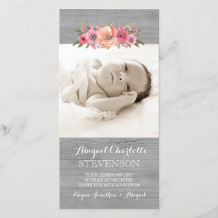 Rustic Wood Dank je Baby shower fotokaarten Bedankkaart