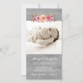 Rustic Wood Dank je Baby shower fotokaarten Bedankkaart