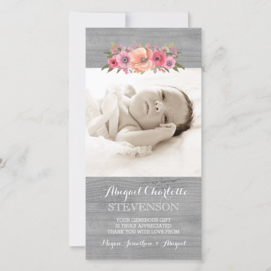 Rustic Wood Dank je Baby shower fotokaarten Bedankkaart (Voorkant)