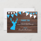 Rustic Wood DANK U Blue Buck BOY baby shower Kaart (Voorkant)