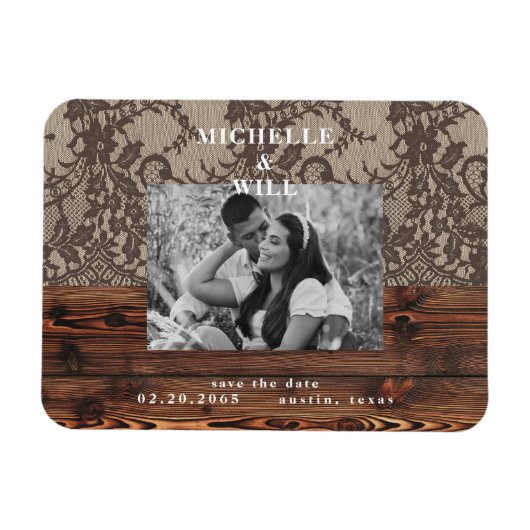 Rustic Wood & de Foto van de Lezing sparen de Magn Magneet (Horizontaal)