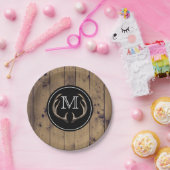 Rustic Wood Deer Antlers Monogram Papieren Bordje (Feest)