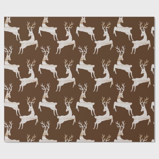 Rustic Wood Deer Kerstmis Cadeaupapier (Vlak)