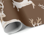 Rustic Wood Deer Kerstmis Cadeaupapier (Rol Hoek)