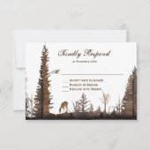 Rustic Wood Deer Pine Tree Wedding RSVP-kaarten RSVP Kaartje (Voorkant)