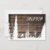 Rustic Wood Deer Pine Tree Wedding RSVP-kaarten RSVP Kaartje (Achterkant)