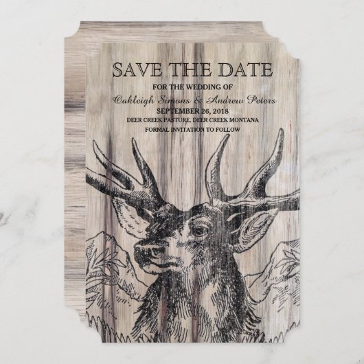 Rustic Wood | Deer Save the Date (Voorkant / Achterkant)