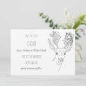 Rustic Wood Deer slaat de datum op Save The Date (Staand voorkant)