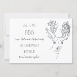 Rustic Wood Deer slaat de datum op Save The Date