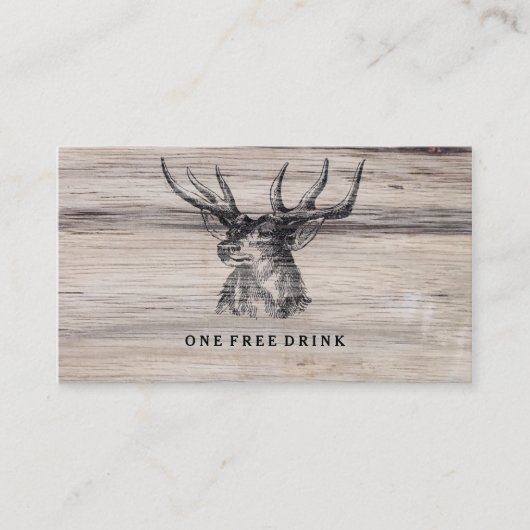 Rustic Wood | Deer Wedding Drink Card Kortingskaartje (Voorkant)