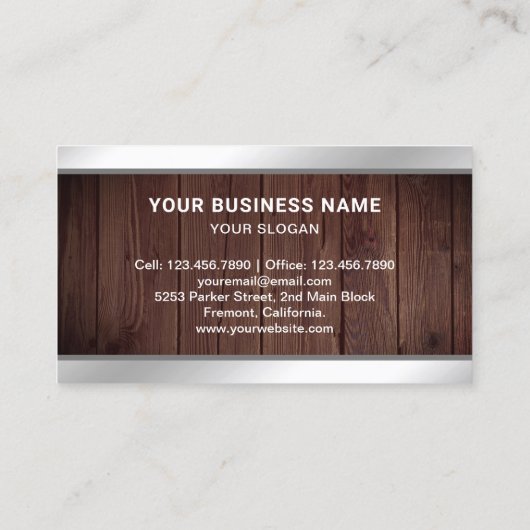 Rustic Wood Desktop PC Computer Reparatie Technicu Visitekaartje (Achterkant)