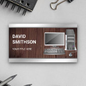 Rustic Wood Desktop PC Computer Reparatie Technicu Visitekaartje