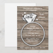 Rustic Wood Diamond Ring Vrijgezellenfeest Kaart (Voorkant / Achterkant)