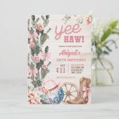 Rustic Wood Disco Cowgirl Birthday Kaart (Staand voorkant)