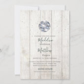 Rustic Wood Disco Silver Chic Wedding Kaart (Achterkant)