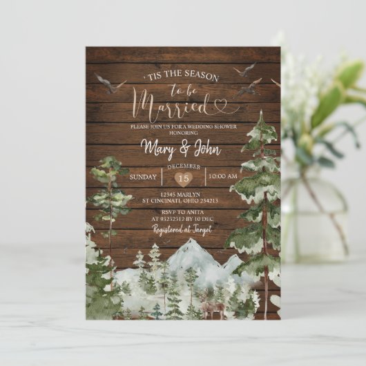 Rustic Wood Dit is het seizoen om te trouwen Bruil Kaart (Staand voorkant)