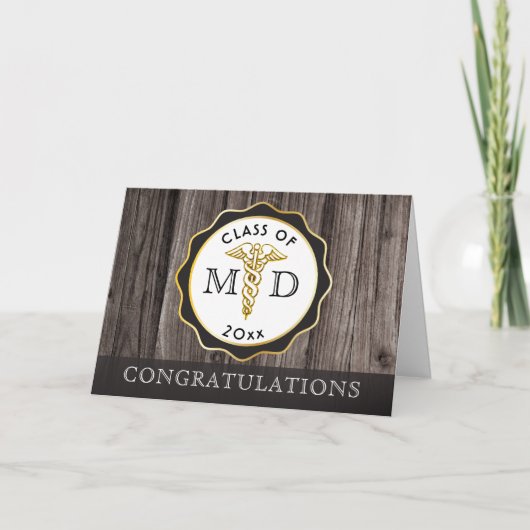 Rustic Wood Doctor Afstuderen gefeliciteerd Kaart (Voorkant)