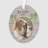 Rustic Wood Dog Pet 2 Foto's Kerstmis Ornament (voorkant)