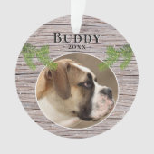 Rustic Wood Dog Pet 2 Foto's Kerstmis Ornament (voorkant)
