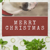 Rustic Wood Dog Pet Foto Snowflakes Kerstmis Theedoek (Gevouwen)