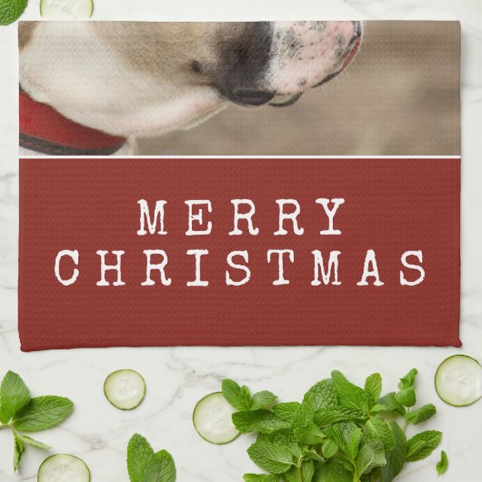 Rustic Wood Dog Pet Foto Snowflakes Kerstmis Theedoek (Gevouwen)