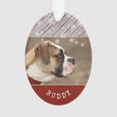 Rustic Wood Dog Pet Photo Holiday Keepslag Ornament (achterkant)