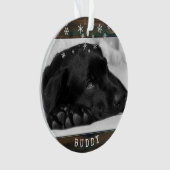 Rustic Wood Dog Pet Photo Snowflakes Keepslag Ornament (voorkant)