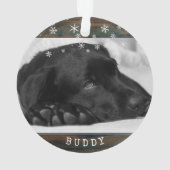 Rustic Wood Dog Pet Photo Snowflakes Keepslag Ornament (achterkant)