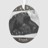 Rustic Wood Dog Pet Photo Snowflakes Keepslag Ornament (voorkant)