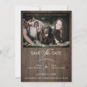 Rustic Wood Dog Photo Wedding Whimsical Typografie Save The Date (Voorkant)