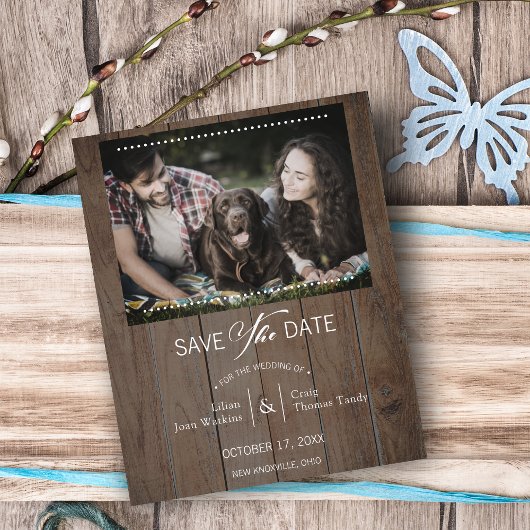 Rustic Wood Dog Photo Whimsical Typografie