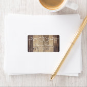 Rustic Wood Double Hearts Wedding Adresetiketten Etiket (Insitu)