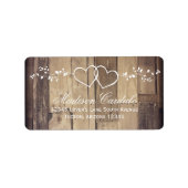 Rustic Wood Double Hearts Wedding Adresetiketten Etiket (Voorkant)