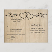 Rustic Wood Double Hearts Wedding RSVP BRIEFKAARTE Uitnodiging Briefkaart (Achterkant)