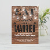 Rustic Wood Eat Drink en huwelijkshuwelijk Kaart (Staand voorkant)