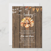 Rustic Wood Een beetje Turkije Herfst Baby shower Kaart (Voorkant)