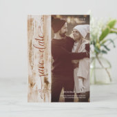 Rustic Wood Effect Wedding Foto Modern Typografie (Staand voorkant)