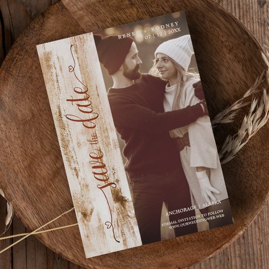 Rustic Wood Effect Wedding Foto Modern Typografie