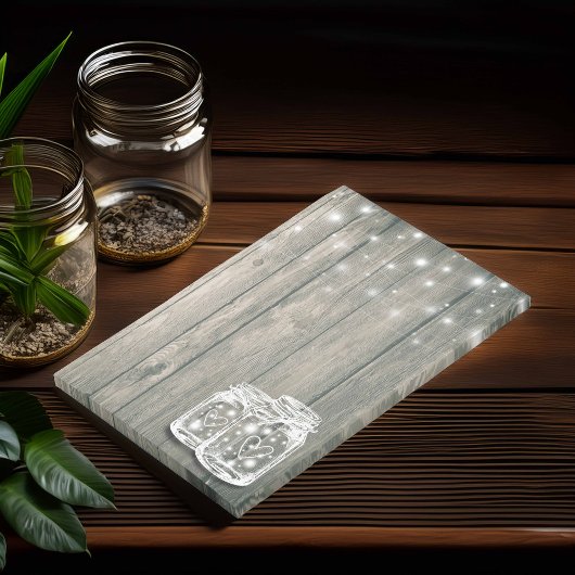 Rustic Wood Elegant Mason Jar String Light Post-it® Notes