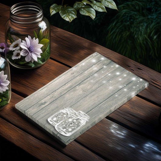 Rustic Wood Elegant Mason Jar String Light Post-it® Notes