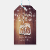 Rustic Wood Elegant Mason Jar String Light Wedding Cadeaulabel (Voorkant)