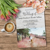 Rustic wood elegant photo country Wedding Kaart