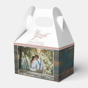 Rustic Wood Elegant Photo Wedding Hartelijk dank Bedankdoosjes