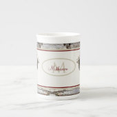 Rustic Wood Elk/rendierfamilie monogram Porselein Kop (Voorkant)