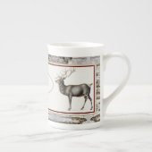 Rustic Wood Elk/rendierfamilie monogram Porselein Kop (Rechts)