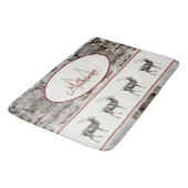 Rustic Wood Elk/rendierfamilie Monogram tan grijs Badmat (Gekanteld)