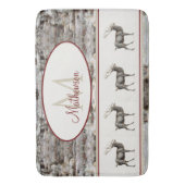 Rustic Wood Elk/rendierfamilie Monogram tan grijs Badmat (Voorkant Verticaal)