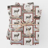 Rustic Wood Elk/rendierfamilie Monogram tan grijs Inpakpapier Vel (In situ)