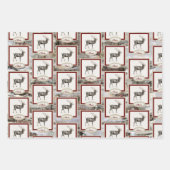 Rustic Wood Elk/rendierfamilie Monogram tan grijs Inpakpapier Vel (Voorkant)
