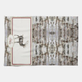 Rustic Wood Elk/rendierfamilie Monogram tan grijs Theedoek (Horizontaal)